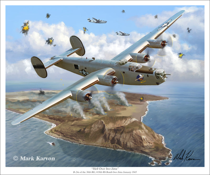 - "Hell Over Iwo Jima" Mark Karvon Art Studios