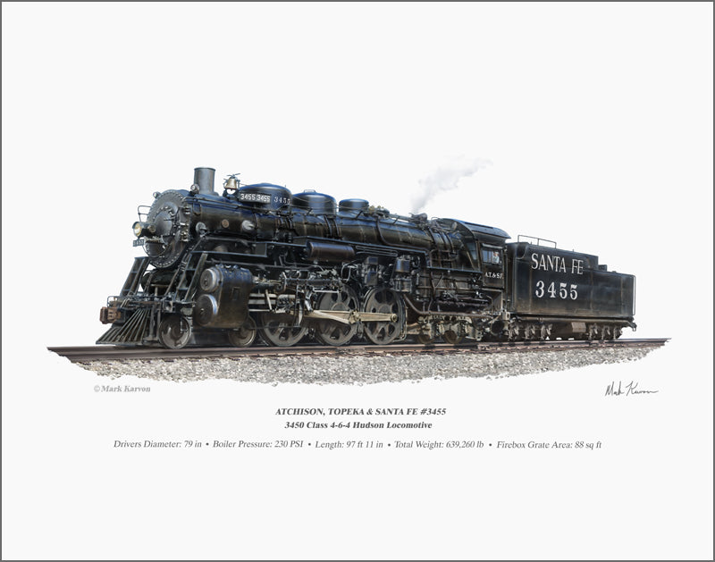 Atchison, Topeka & Santa Fe Railway #3455 – Mark Karvon Art